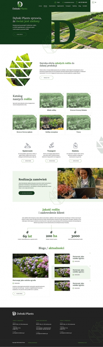 Projekt i tworzenie strony dla Debski Plants